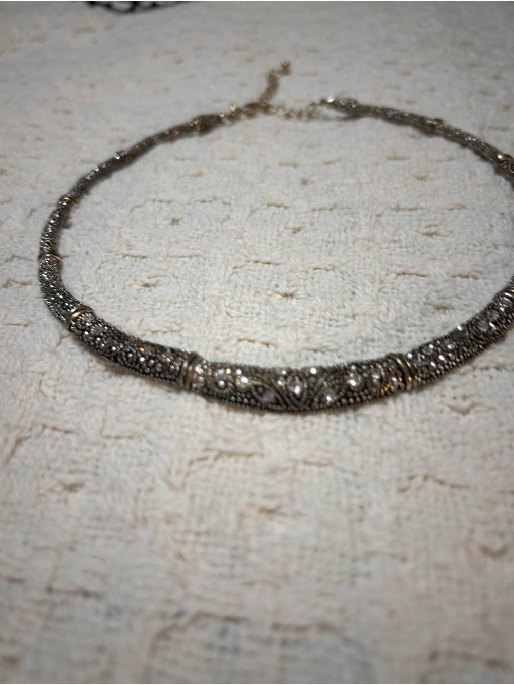 Delicate Silver-Tone Pave Crystal Choker Necklace